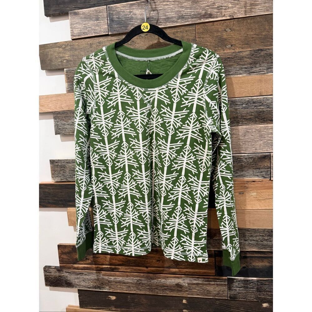 Pact Birch Tree 100% Organic Cotton Holiday Pajama top size Large